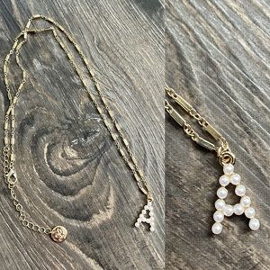 Initial A pearl & gold necklace